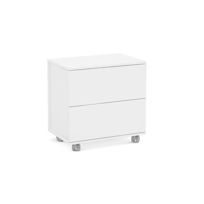 White Mobile 2 Drawer Storage Cabinet with Melamine Surface