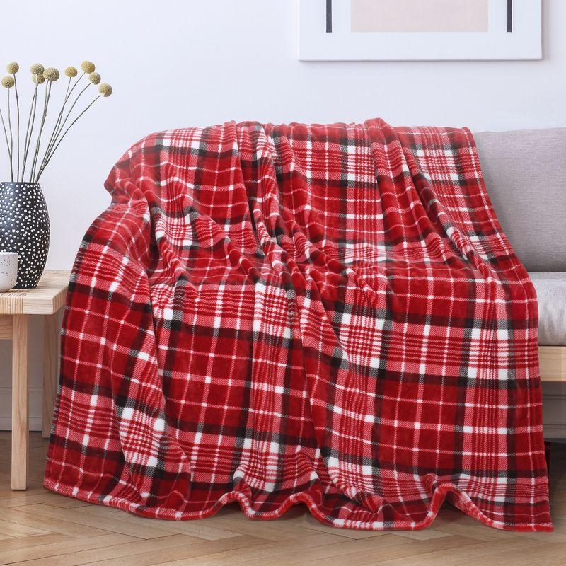 Tirrinia Plaid Fleece Blanket 50"X60" Flannel TV Throw Microfiber-Super Soft & Comfy for Bedding Sofa Car Camping, All Seasons