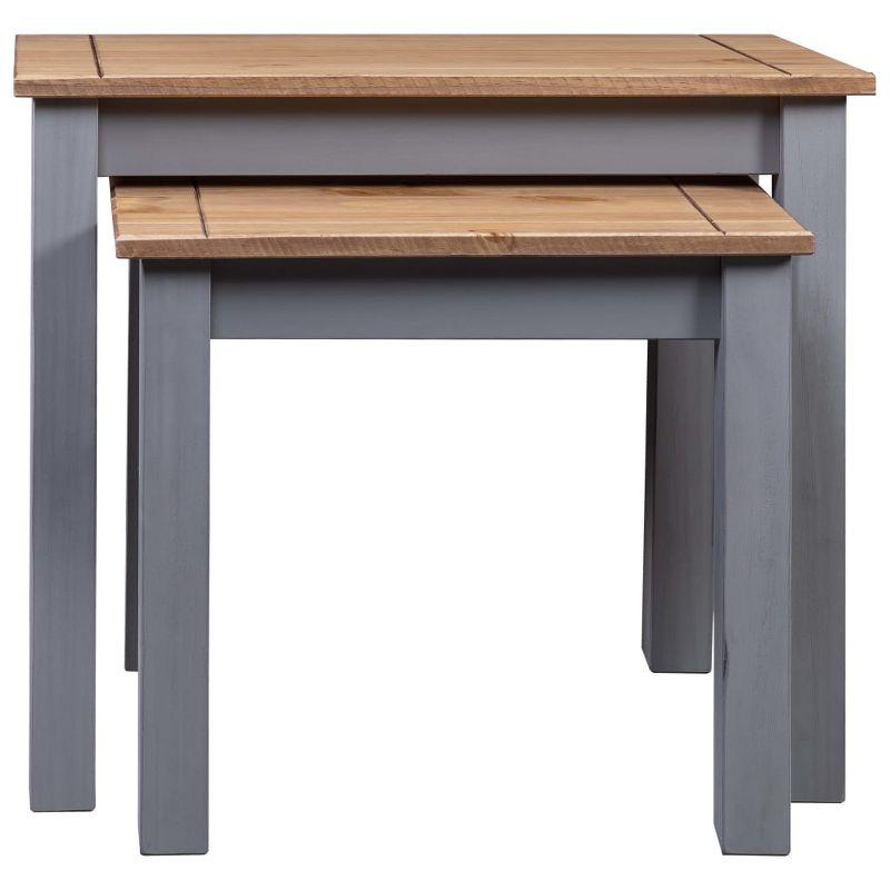 vidaXL Nesting Tables 2 pcs Gray Solid Pine Wood Panama Range