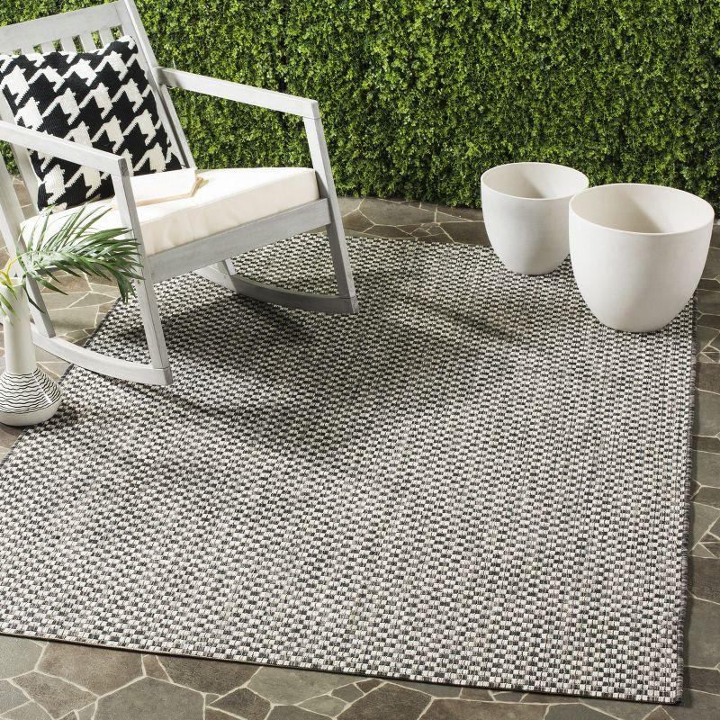 Courtyard CY8653 Power Loomed Indoor and Outdoor Area Rug - Black/Light Grey - 4'x5'7" - Safavieh