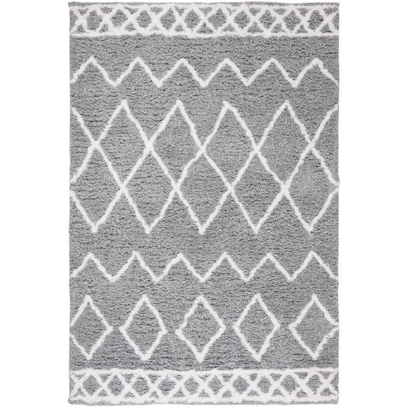 Equinox Shag EQS711 Hand Tufted Indoor Area Rug - Grey/Cream - 4'x6' - Safavieh