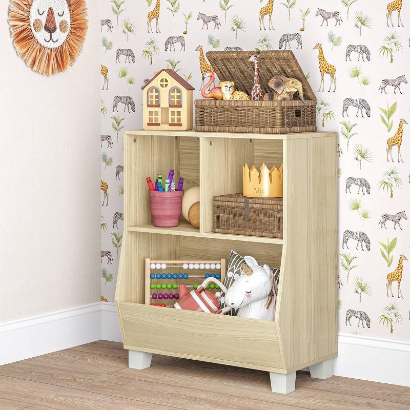 Light Woodgrain Kids' Adjustable Cubby Toy Organizer