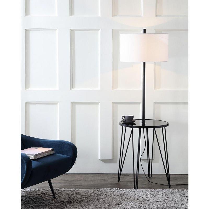 Ivy Bronx Dellinger 58'' Black Tray Table Floor Lamp