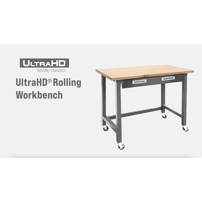 48" W Wood Top Workbench with Wheels