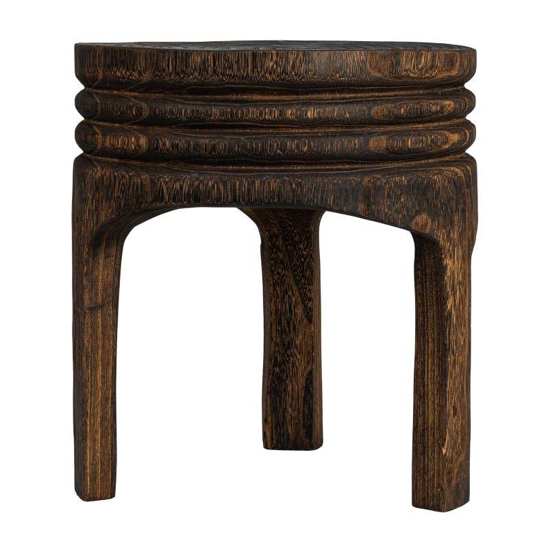 Storied Home Wood Carved Accent Table