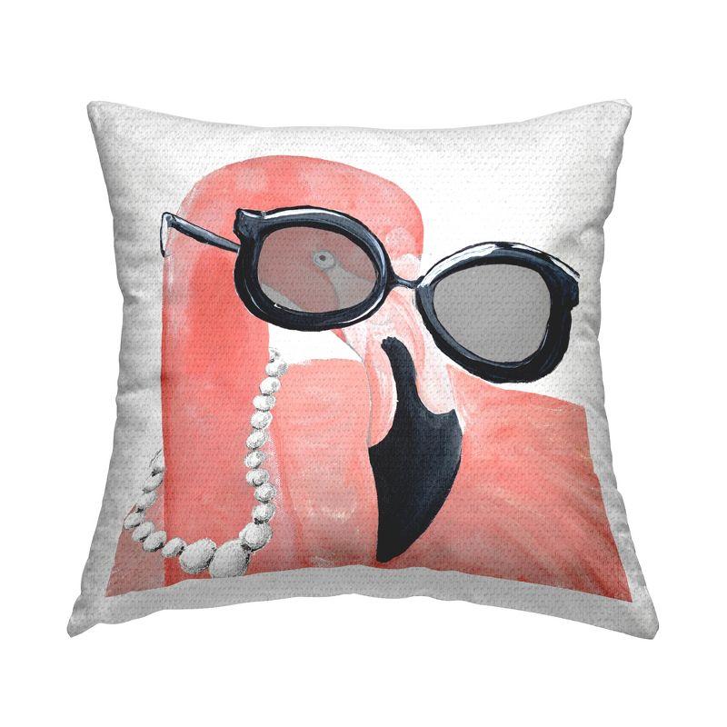 Glam Pink Flamingo Outdoor Printed Pillow 18 x 18