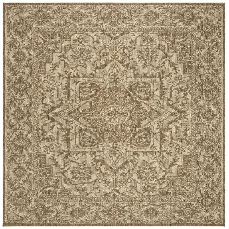 Beach House BHS139 Power Loomed Indoor/Outdoor Area Rug - Cream/Beige - 6'7"x6'7" - Safavieh
