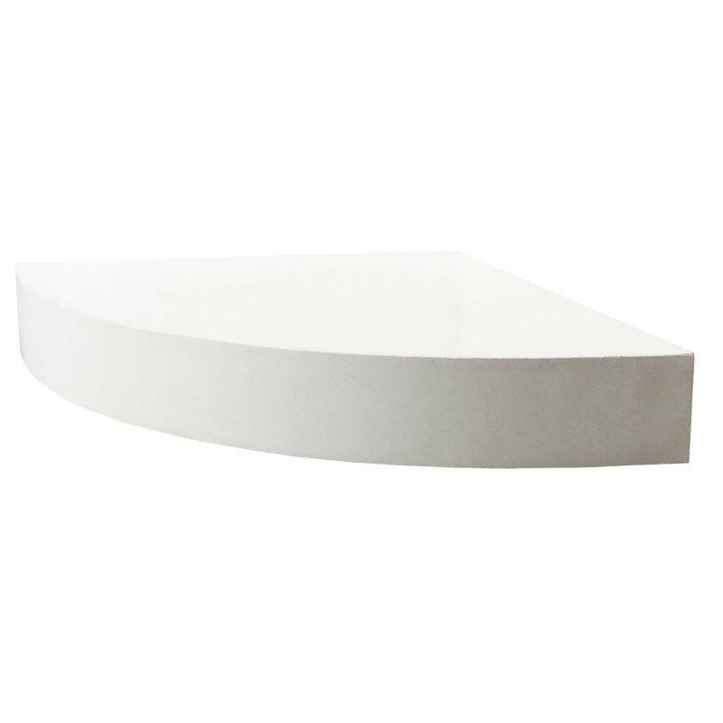 InPlace 11.8" x 11,8" Floating Corner Shelf Wall Mounted White: Modern Style, Wood Composite, Includes Mounting Hardware