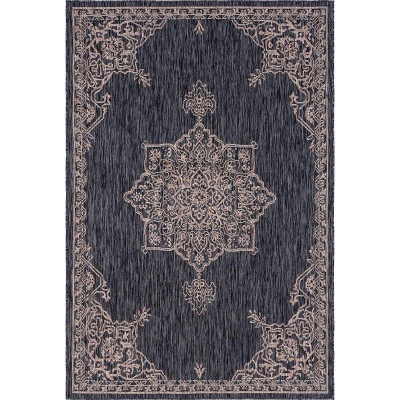 Unique Loom 6' 1 x 9' 0 Rectangle Indoor/Outdoor Traditional Charcoal Gray Area Rug