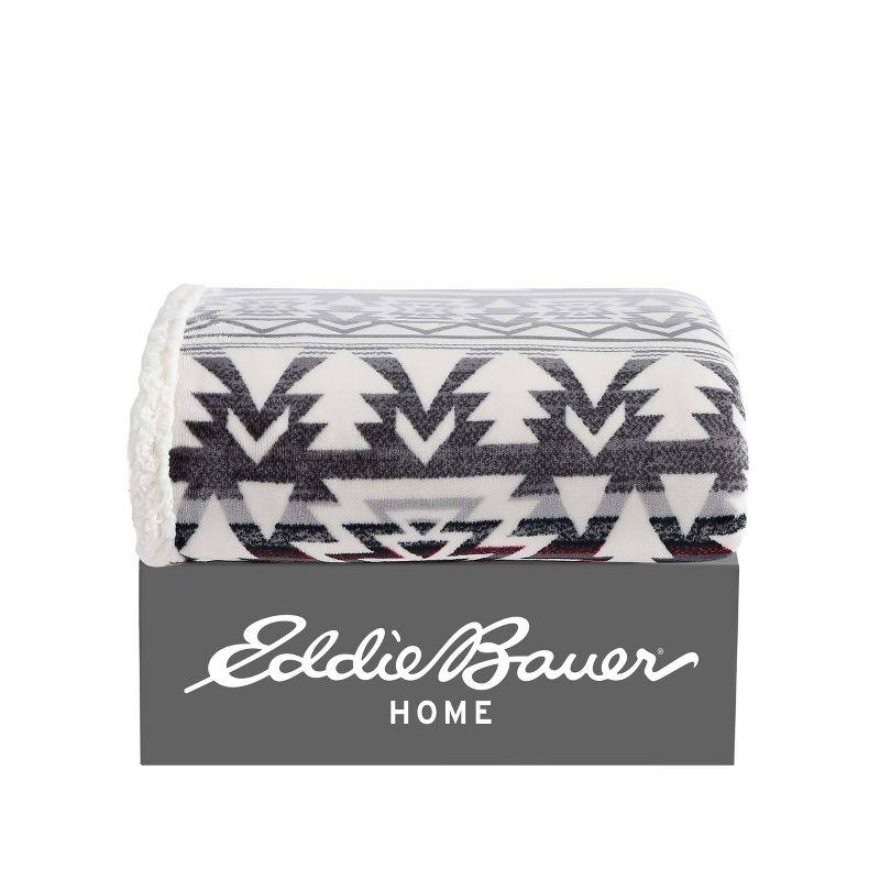 Eddie Bauer Printed Plush Fleece/Sherpa Throw Blankets