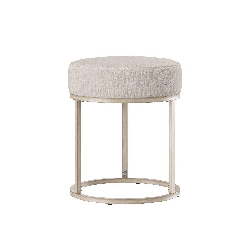 18" Swanson Backless Upholstered Metal Vanity Stool Bone White - Hillsdale Furniture: Round Padded Seat, Modern Design