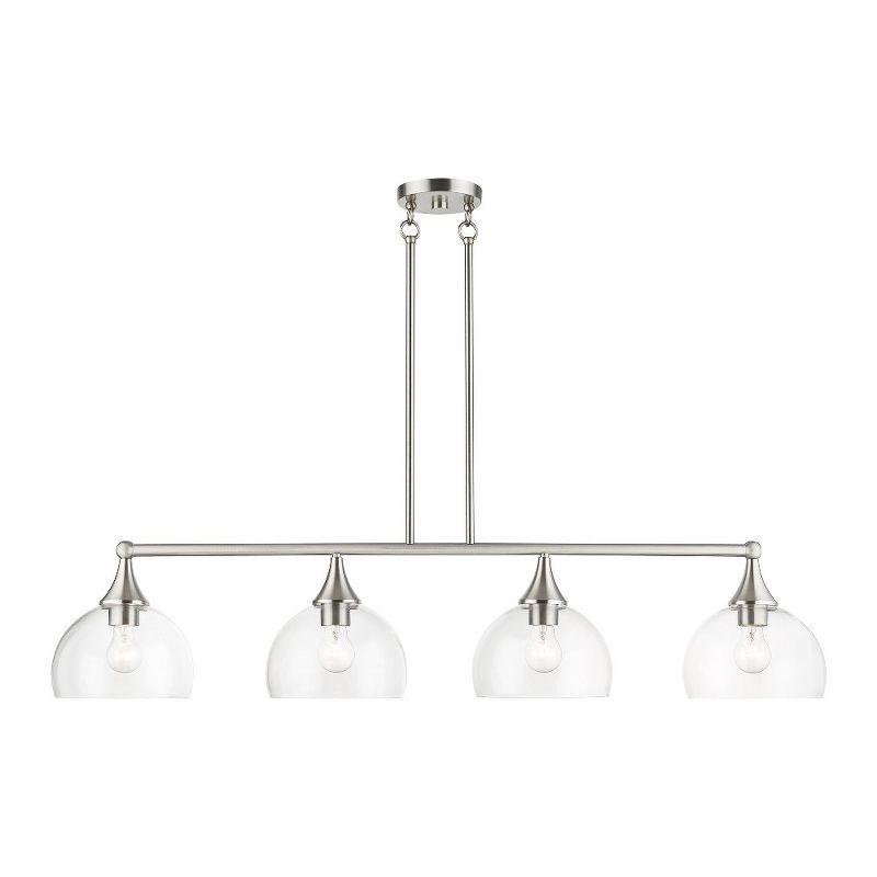 Brushed Nickel 4-Light Linear Chandelier with Clear Glass Shades