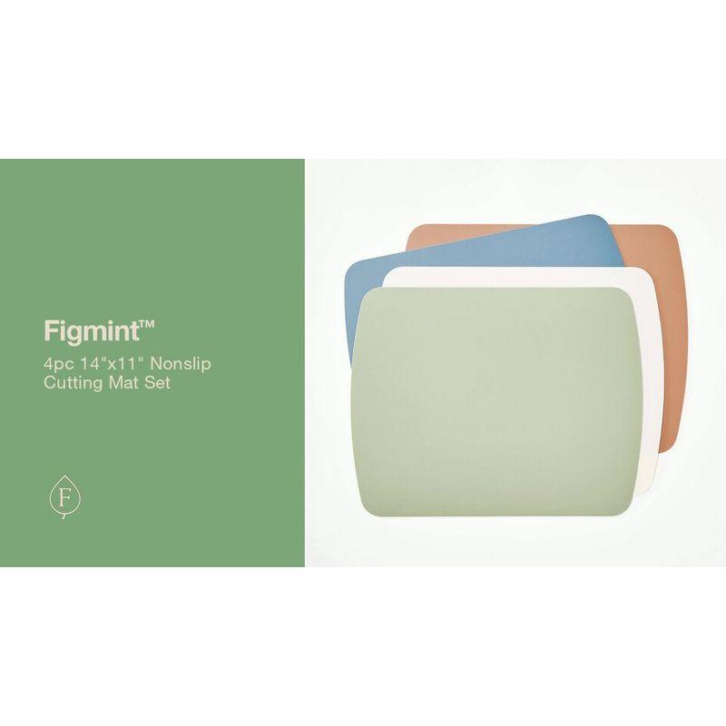 4pc 14"x11" Nonslip Cutting Mat Set - Figmint™: Multicolor Silicone Cutting Board Set, Hand Wash