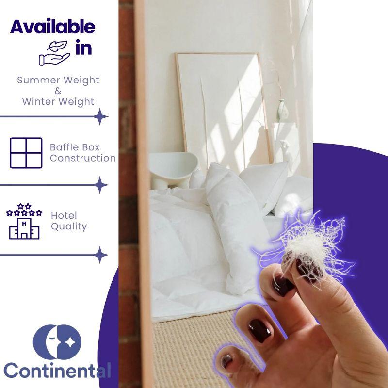 Continental Bedding - Harmony 550FP White Down Duvet Insert - Summer Weight Comforter