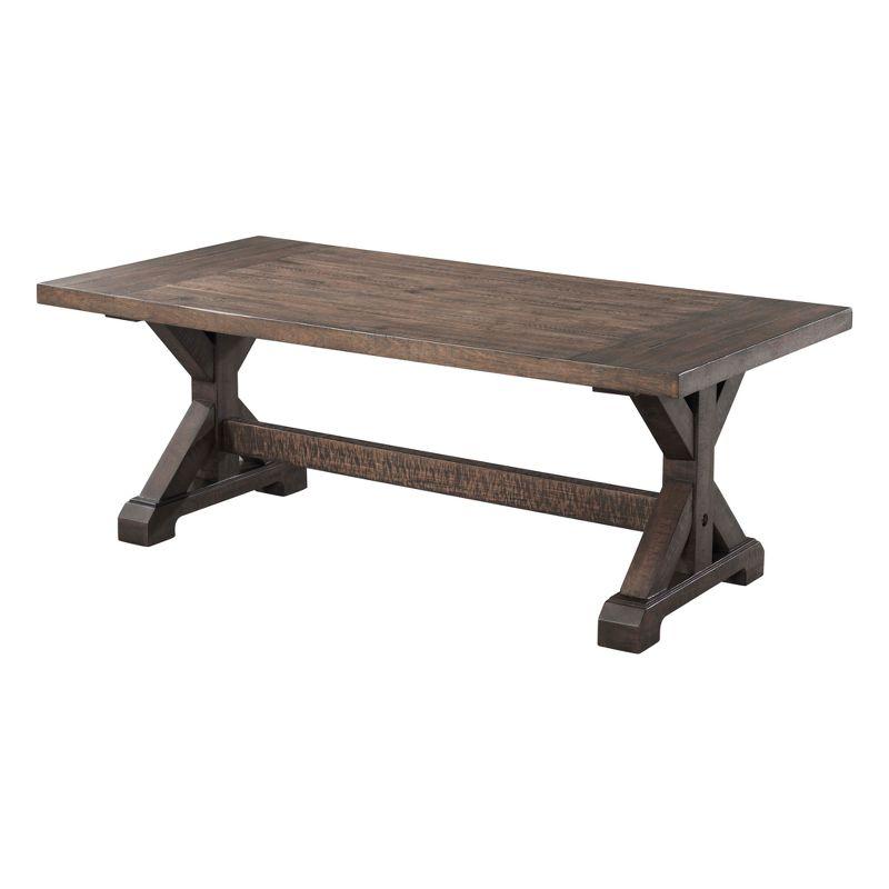 Rustic Trestle Base Rectangular Coffee Table in Walnut