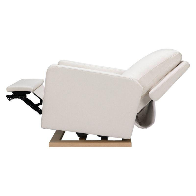 Sigi Minimalist Cream Eco-Weave Glider Recliner with Light Wood Base