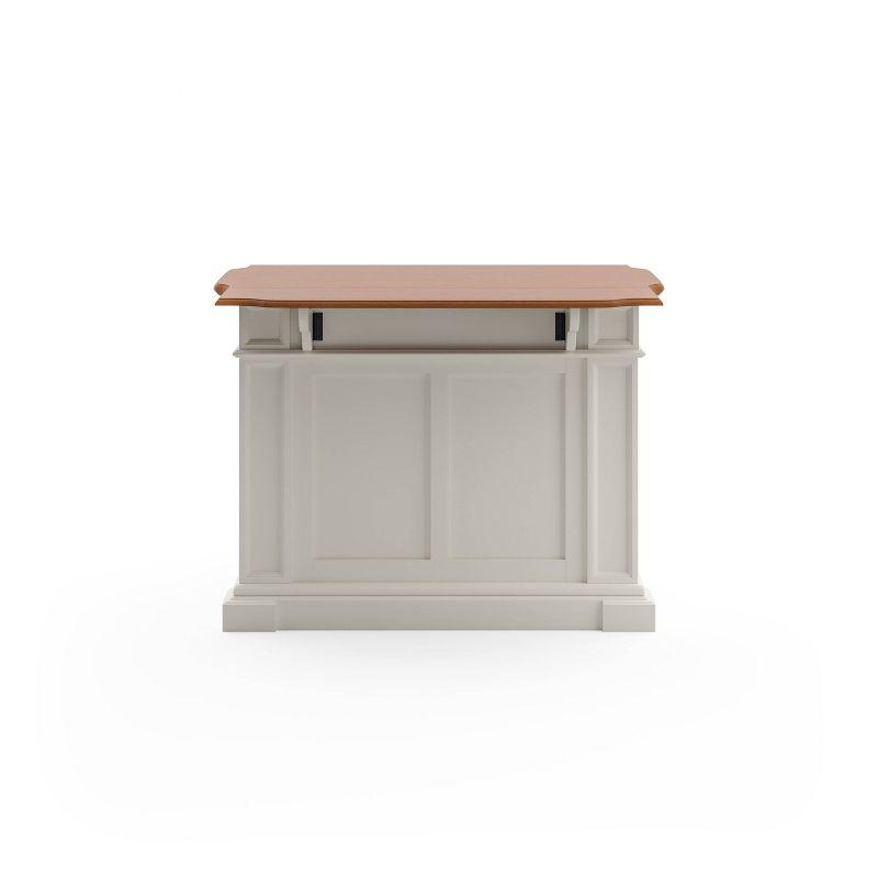 Crisp White and Distressed Oak Finish Spacious Kitchen Island