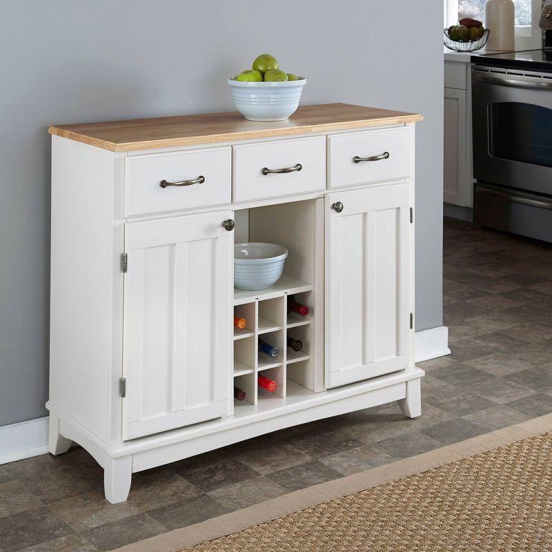 Homestock Beachy Boho White and Natural Wood Buffet Server