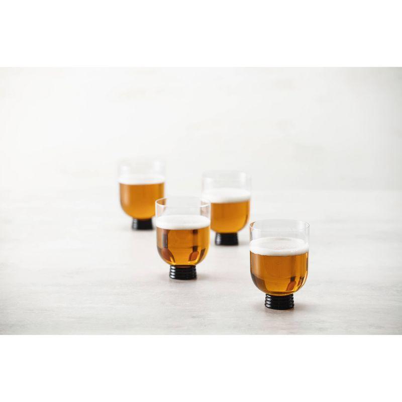 Fortessa Trevi Glass, 17.6 Ounce Beer/All Purpose (Set of 4), Black/Clear