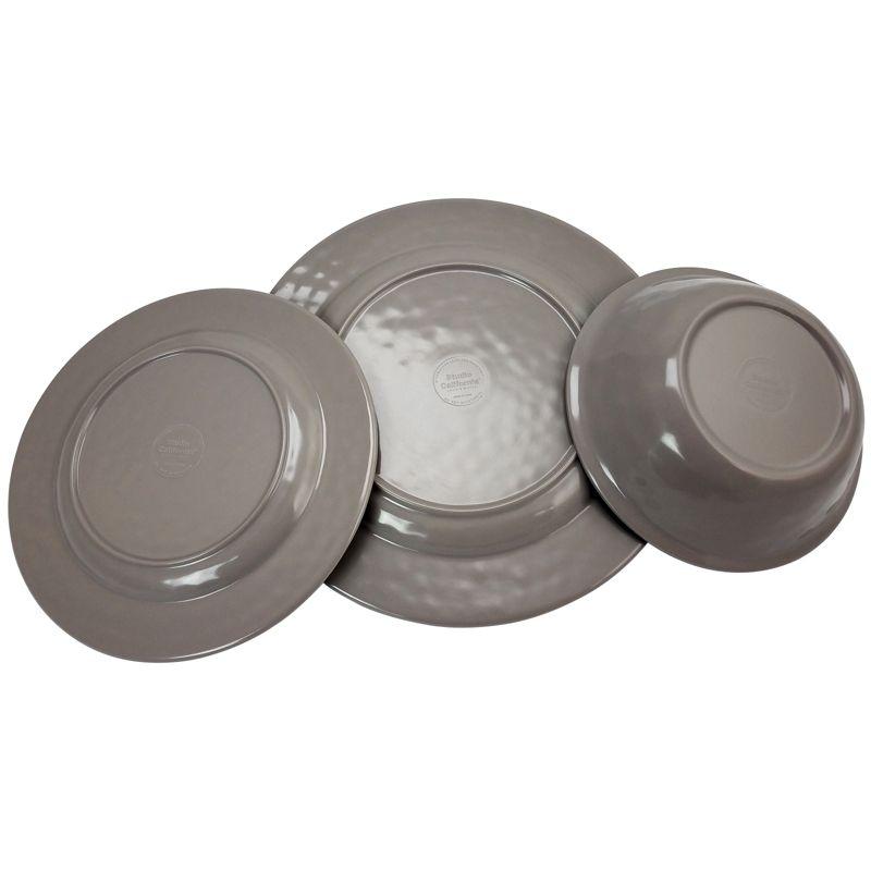 Mauna Gray Crackle Melamine 12-Piece Dinnerware Set, Service for 4