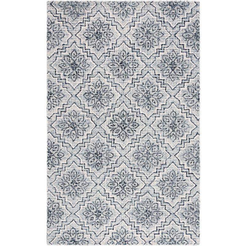 Abstract ABT201 Handmade Indoor Area Rug - Dark Blue/Grey - 6'x6' - Safavieh