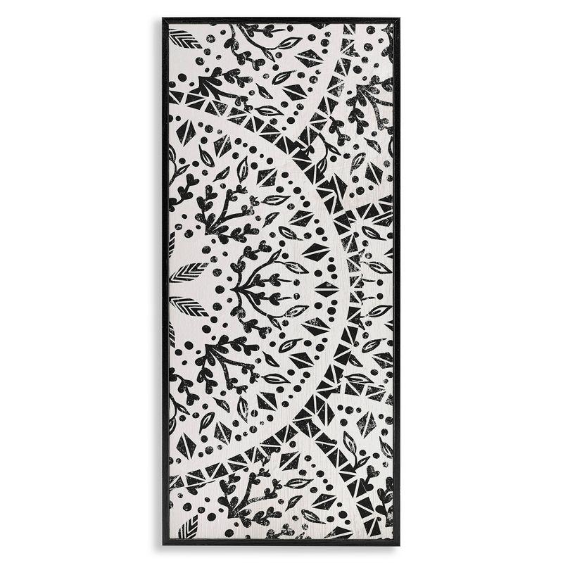 Boho Black and White Fractal Pattern Canvas Print, 10" x 24"