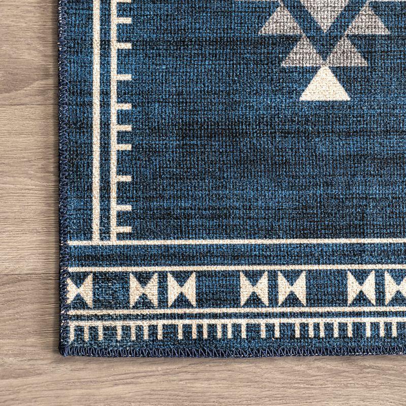 Nuloom Evalyn Diamond 3x5 Machine Washable Accent Indoor Area Rug for Living Room Bedroom Dining Room Entryway Kitchen, Navy/Ivory