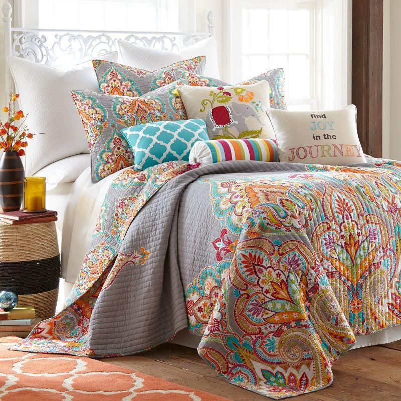 Gray Twin Reversible Cotton Quilt Set