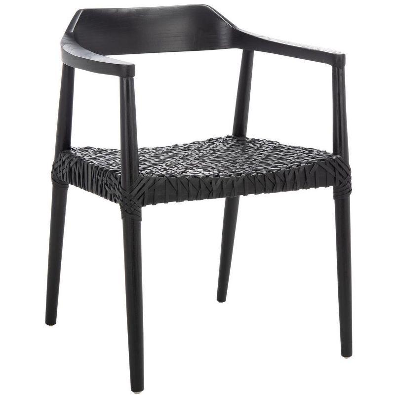 Munro Leather Woven Accent Chair - ACH1005 - Black - Safavieh