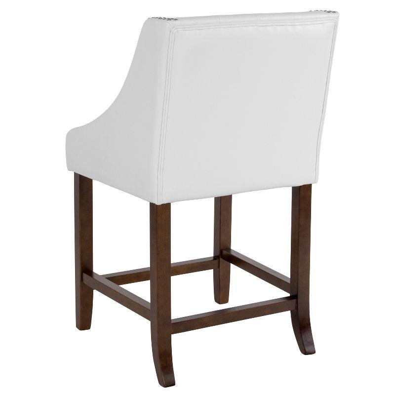 Merrick Lane Upholstered Counter Stool 24" High Transitional Tufted Counter Stool with Accent Nail Trim