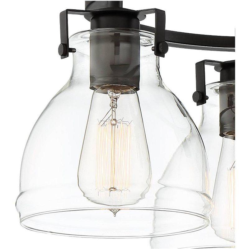 Possini Euro Design Industrial Rustic Farmhouse Ceiling Light Semi Flush Mount Fixture 14 1/2" Wide Bronze 3-Light Clear Glass Shade for Bedroom House