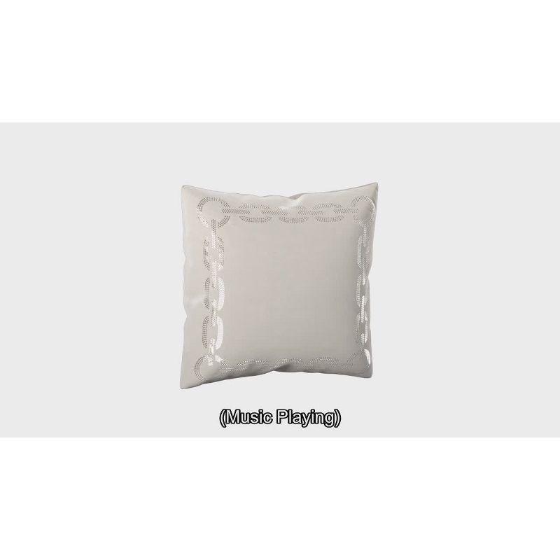 Set of 2 White Rectangular Embroidered Cotton Accent Pillows