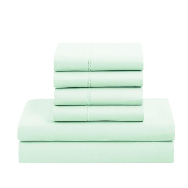 Bed-in-A-Bag Solid Color Comforter & Sheet Set Soft All Season Bedding, Twin, Mint