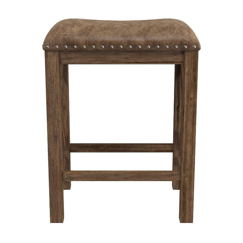 Set of 2 Willow Bend Counter Height Barstool Walnut/Brown- Hillsdale Furniture: Upholstered, Rustic Finish, Wood Frame