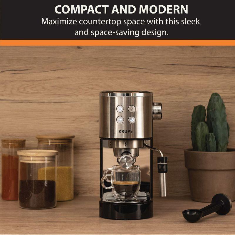 Krups Espresso Maker, 15 Bar Pressure, Stainless Steel