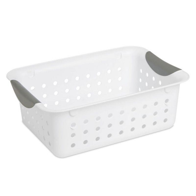 Sterilite Small Ultra Basket, Storage Bin to Organize Closets, Cabinets, Pantry, Shelving and Countertop Space, White, 12-Pack