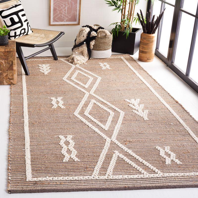 Ivory and Natural Flat Woven Wool Area Rug, 4' x 6'