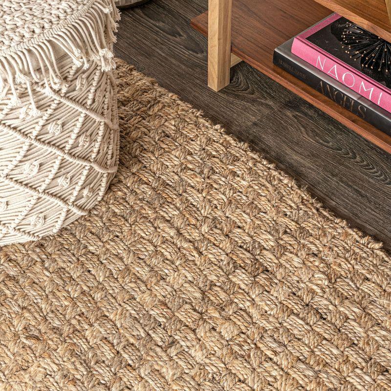 5'x8' Estera Hand Woven Boucle Chunky Jute Area Rug, Natural - JONATHAN Y