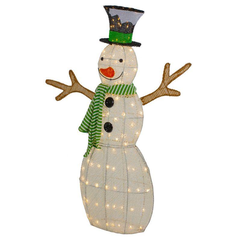 Northlight 43" LED Lighted Snowman with Top Hat and Green Scarf Outdoor Christmas Decoration