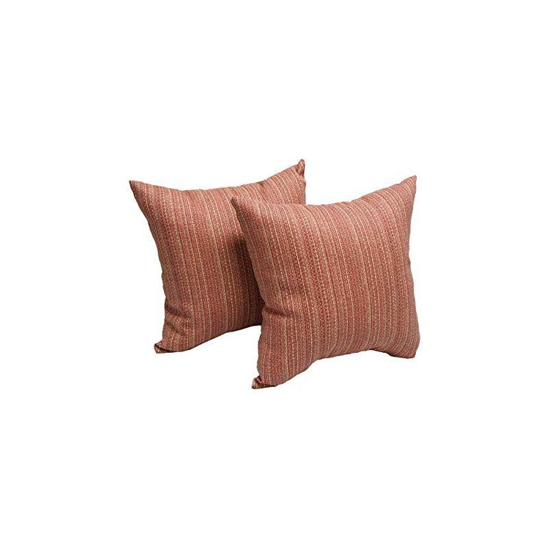 Set of 2 Muted Red 17-inch Square Polyester Outdoor Throw Pillows