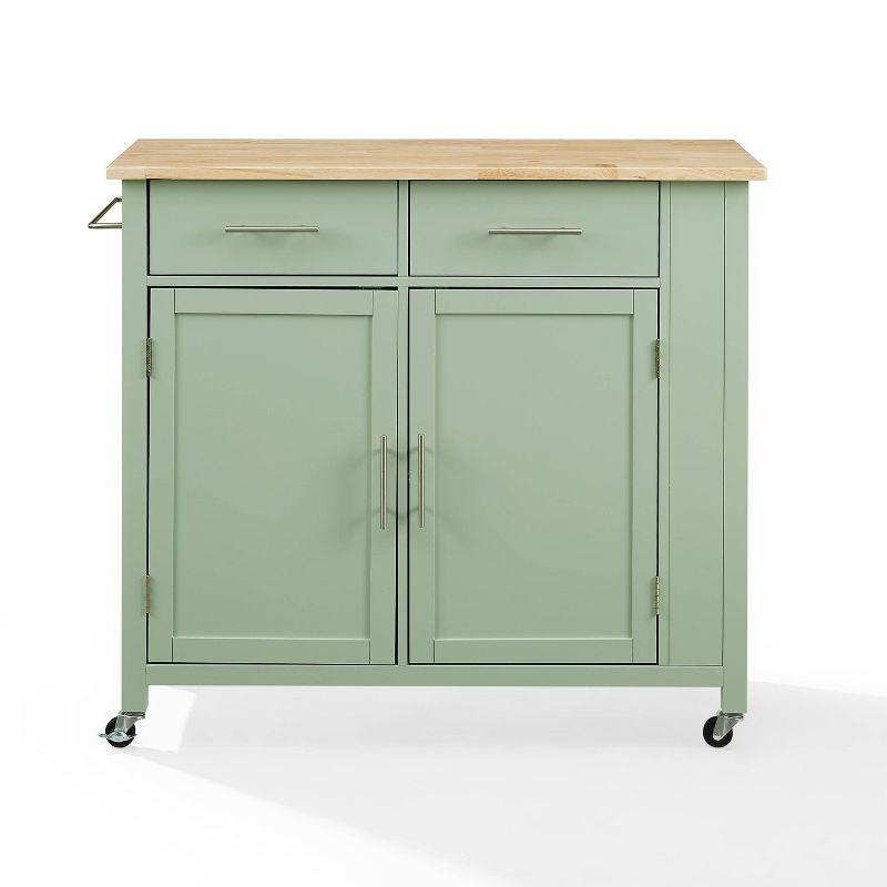 Savannah Wood Top Drop Leaf Kitchen Island/Cart Mint - Crosley: Adjustable Shelves, Spice Rack, Caster Wheels