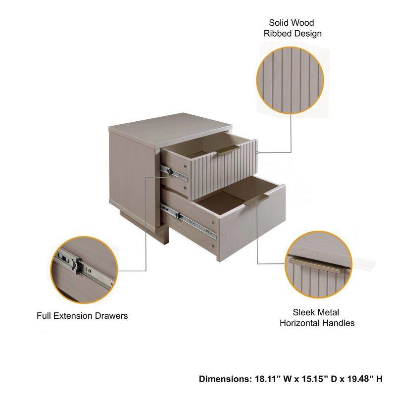 Granville Modern 2 Drawer Nightstand Light Gray - Manhattan Comfort: Soft Close, UV Finish, Metal Handles