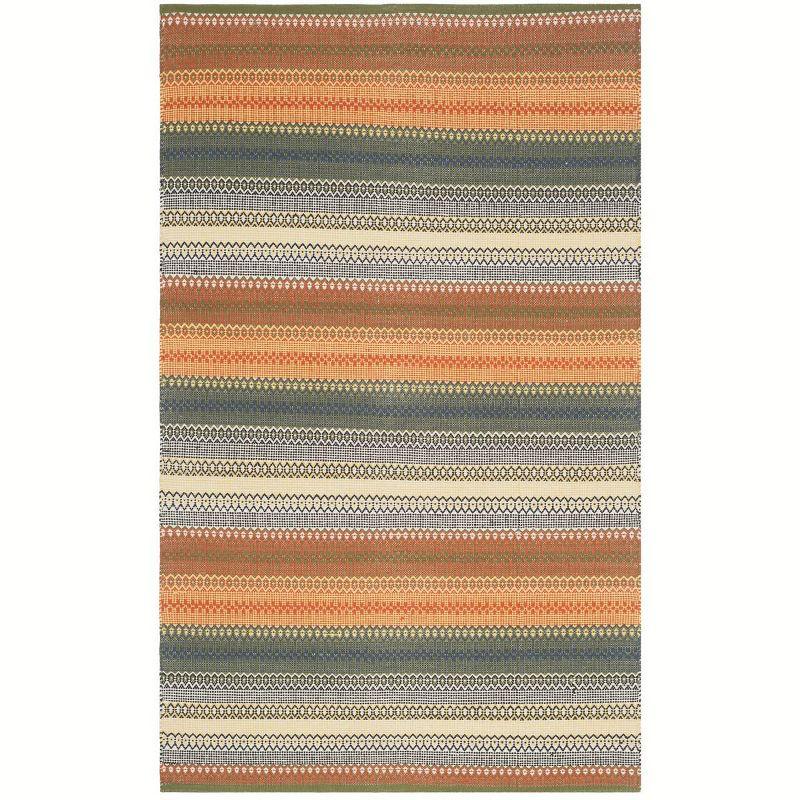 Striped Kilim STK412 Hand Woven Indoor Area Rug - Gold/Grey - 4'x6' - Safavieh.