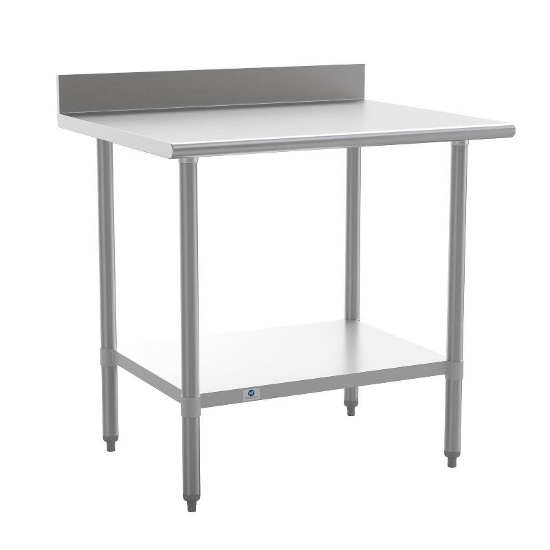 Commercial Stainless Steel Kitchen Prep and Work Table with Shelf and Backsplash