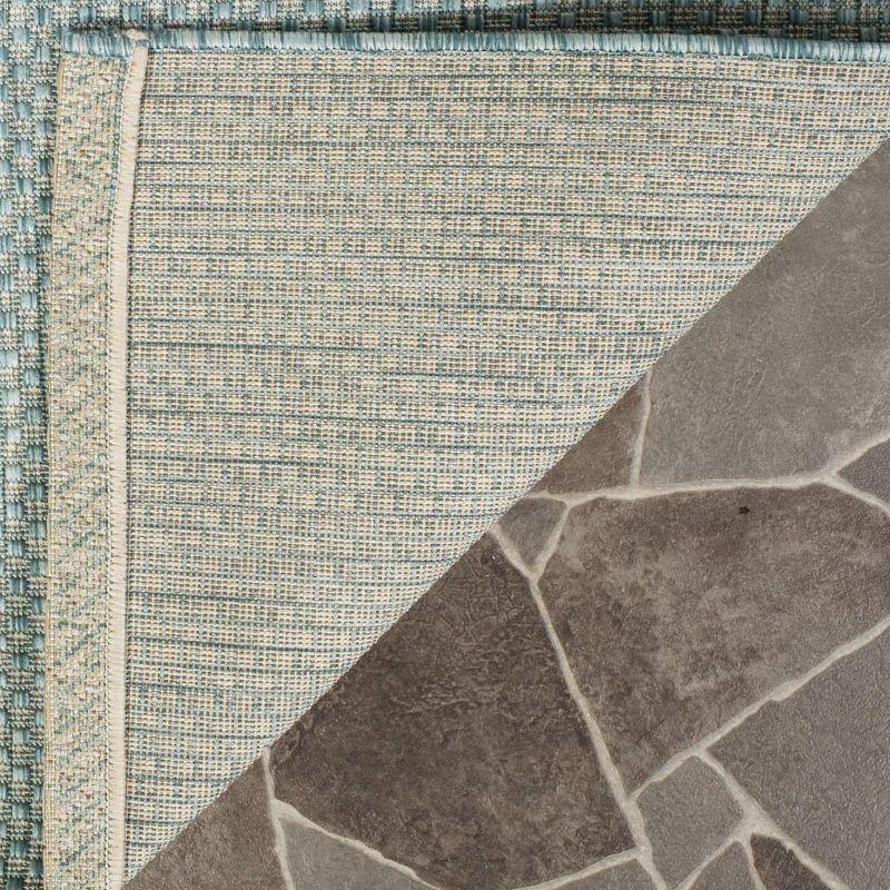 Reversible Aqua/Grey Rectangular Easy-Care Synthetic Area Rug