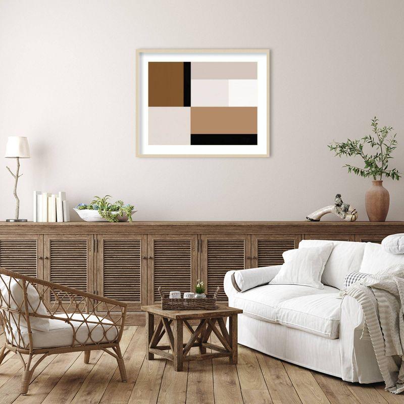 Neutral Centerpoint I Brown and Beige Framed Abstract Print