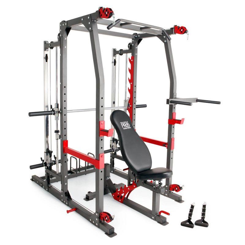 Gray Heavy-Duty Steel Smith Machine with Bench