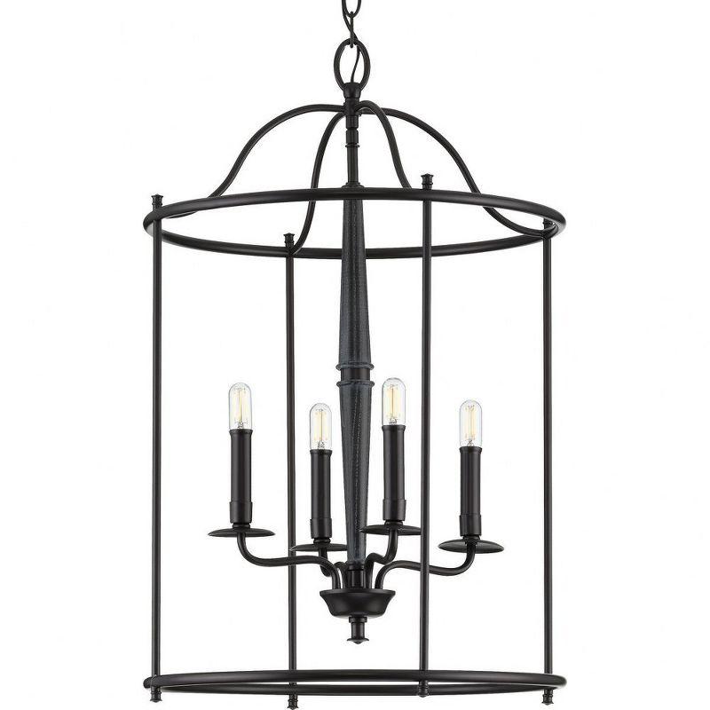 Durrell Matte Black Open-Cage 4-Light Foyer Pendant