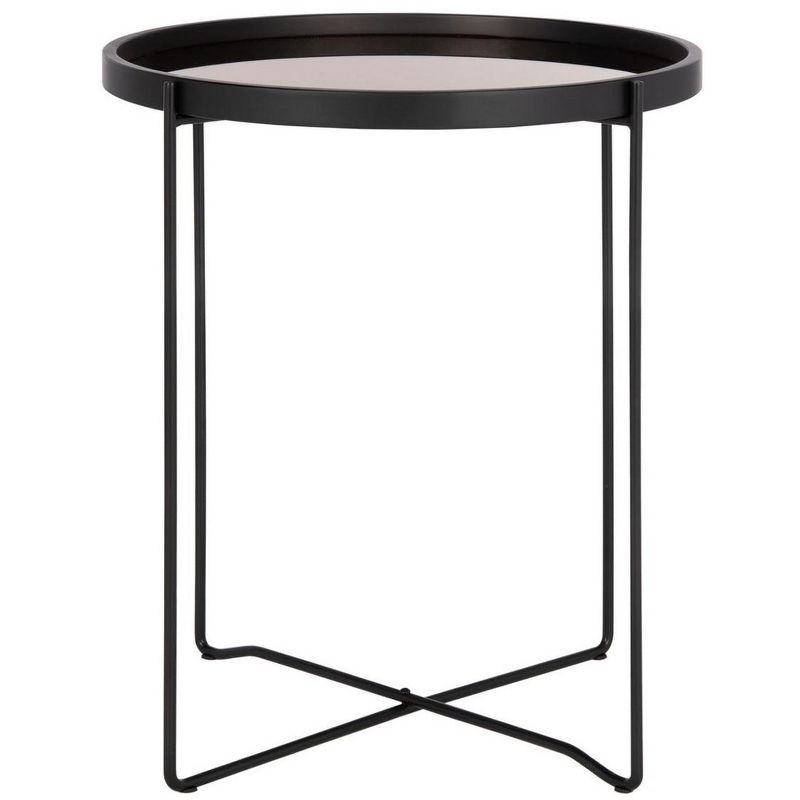 20" Transitional Round Tray Top Accent Table in Black and Rose Gold