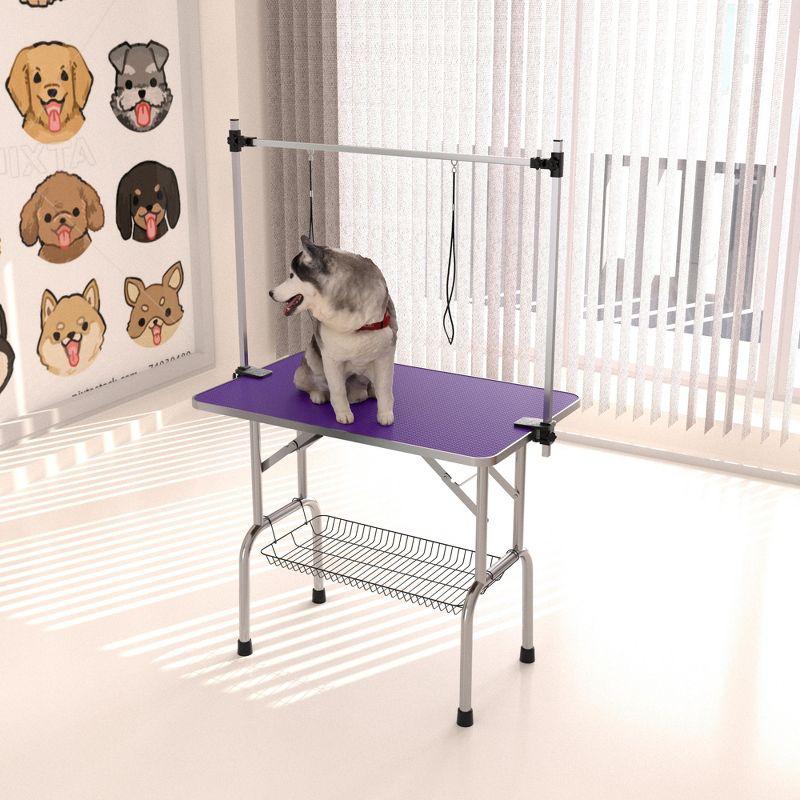 42" Purple Folding Pet Grooming Table with Adjustable Arms